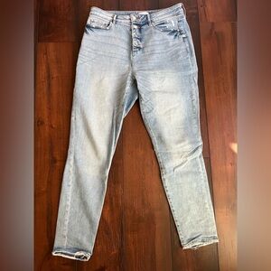 LOFT High Waist Curvy Skinny Distress Light Wash Denim Jeans Size 10